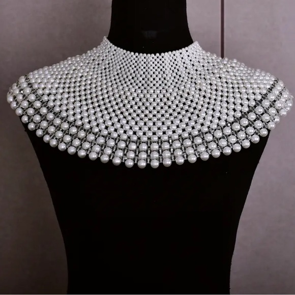 Handmade Pearl Statement Collar - Picture 3 of 10